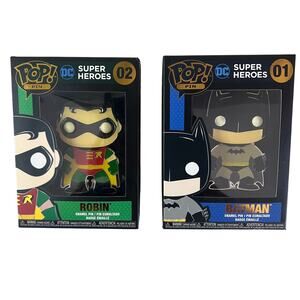 Funko POP! Pin DC Super Heroes Batman #01 & Robin #02 Enamel Pins New in Box